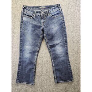 Silver Jeans Aiko Kick Flare Capri Size 29 - 21" Inseam Dark Wash Thick Stitch